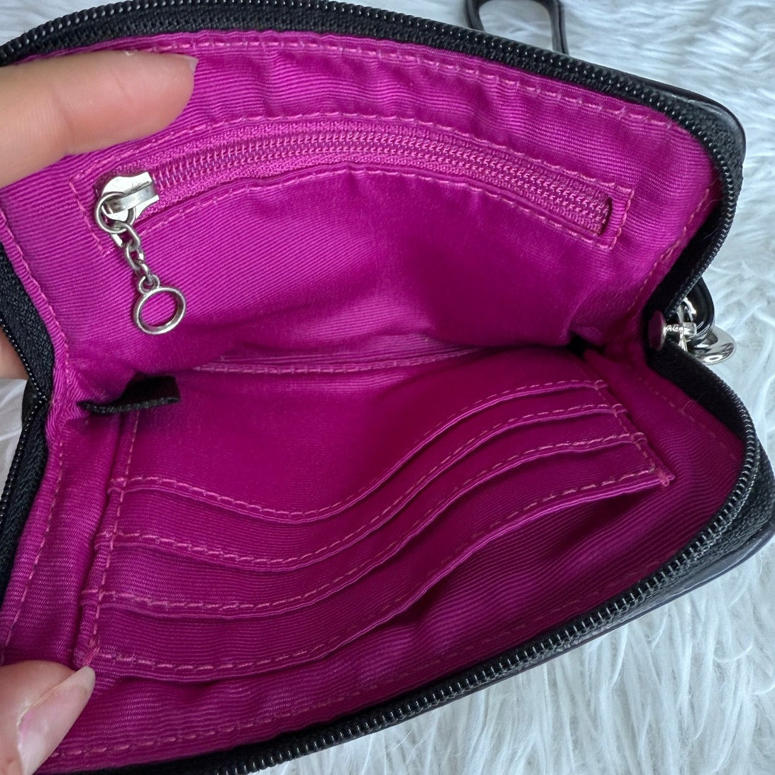 COACH y2k Signature Black and Hot Pink Canvas Wallet Wristlet