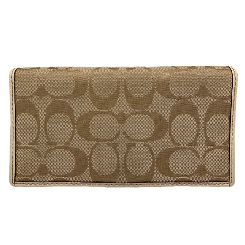 COACH Canvas Tan Signature Checkbook Holder