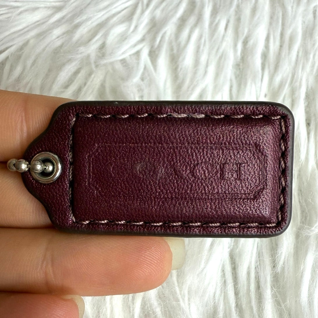 1.5" COACH Burgundy Fob Bag Charm Hang tag Hangtag