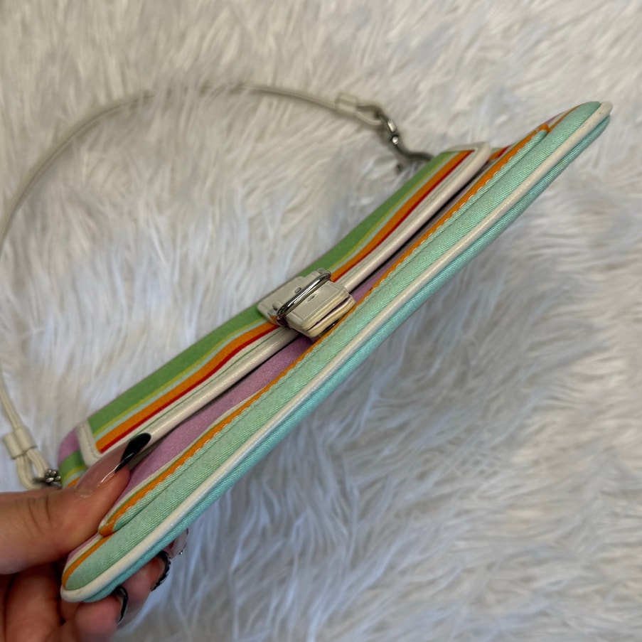 y2k COACH Hampton Striped Wristlet