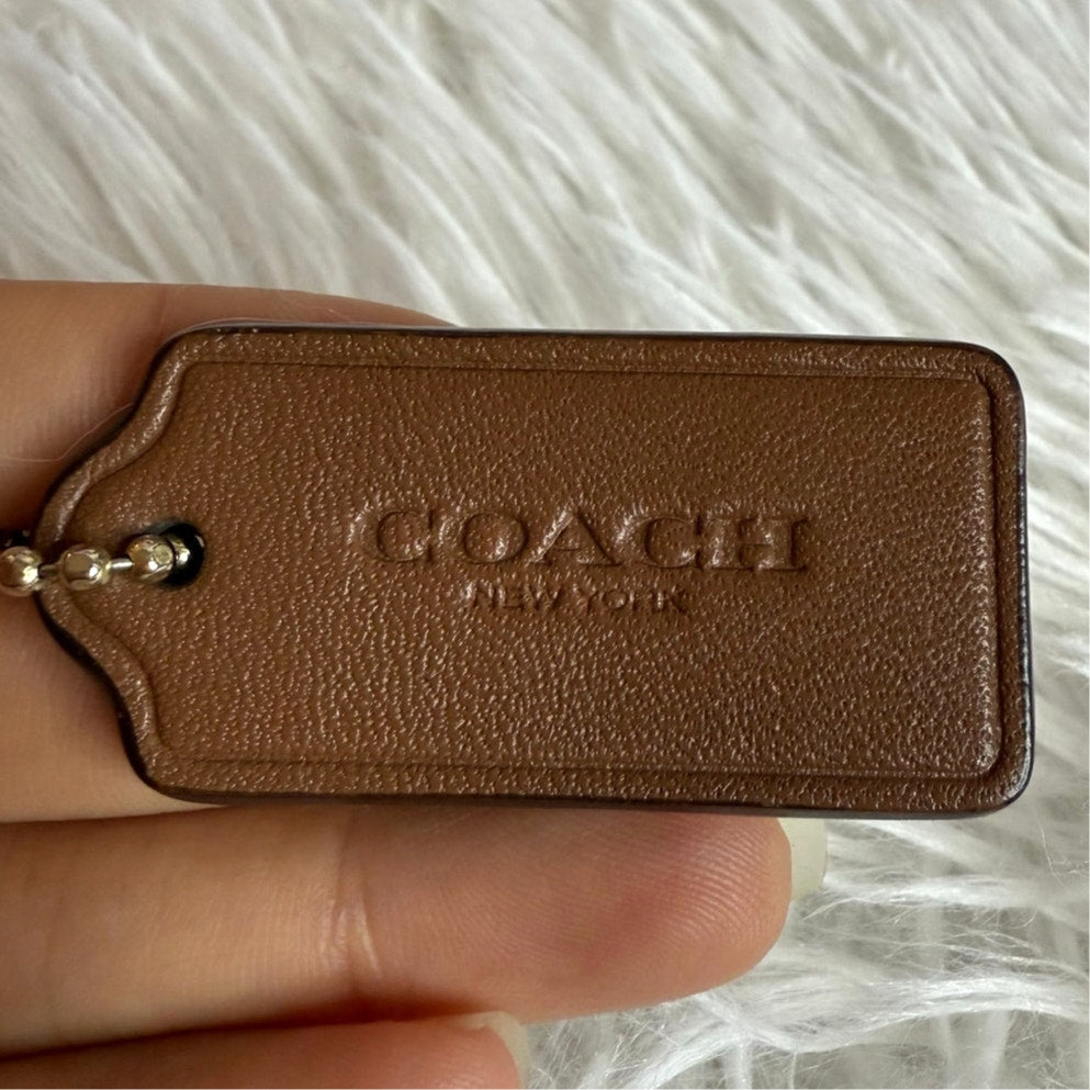 1.5" COACH Brown Fob Bag Charm Hang tag Hangtag
