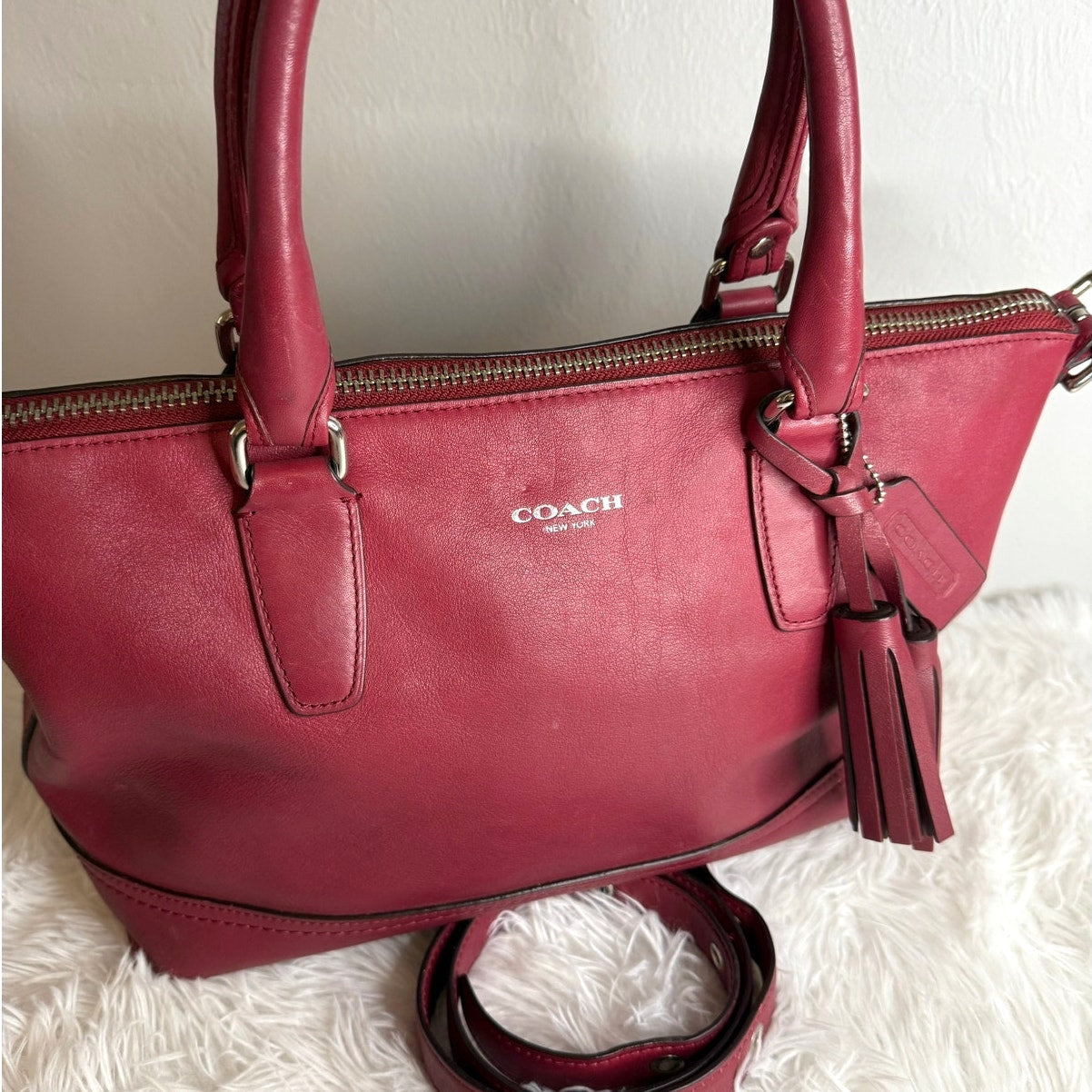 COACH Legacy Molly Duffle tote satchel purse handbag Cognac Glove Leather