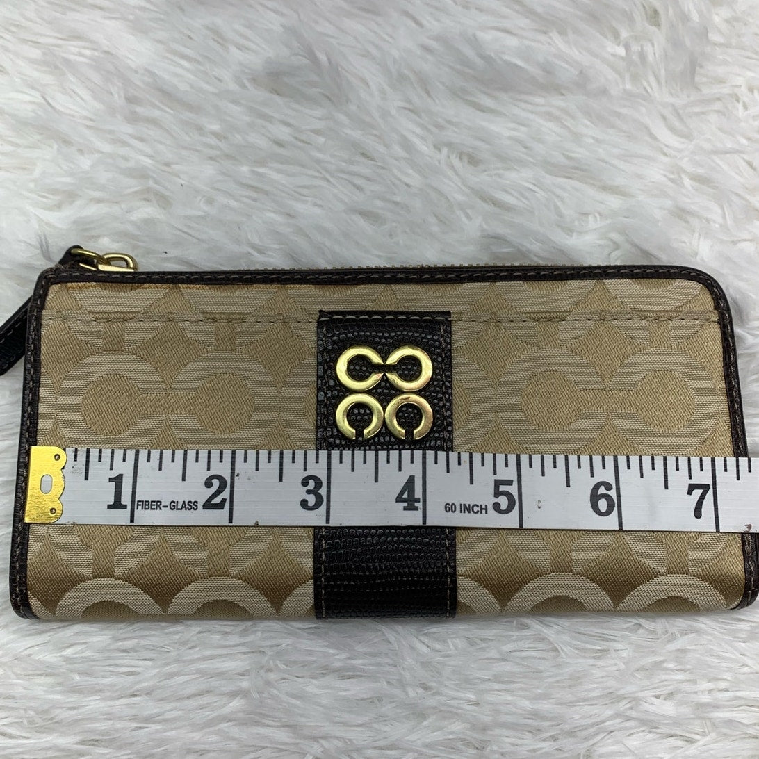 COACH  Julia Khaki Brown Op Art Slim Zip Wallet