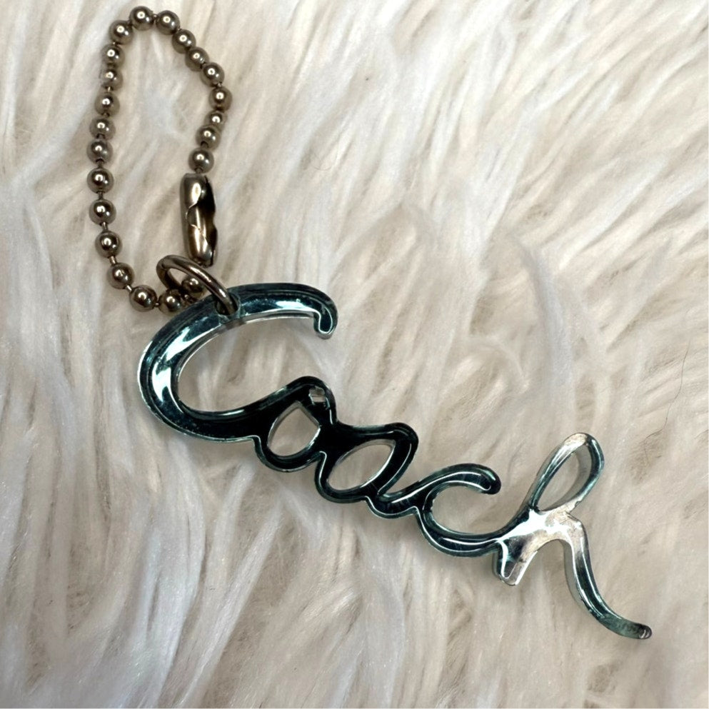 2.5" Coach Poppy Script Fob Bag Charm Hang tag Hangtag