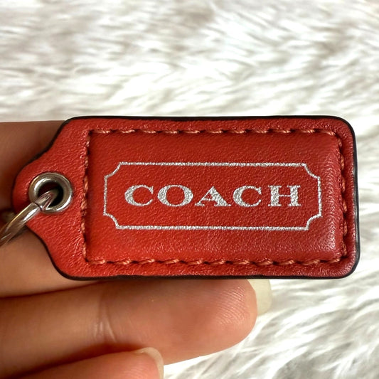 1.5" COACH Red Fob Bag Charm Hang tag Hangtag