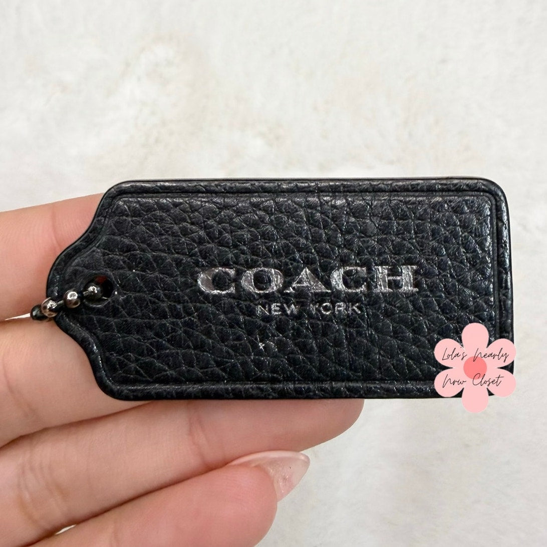 2" COACH Black Fob Bag Charm Hang tag Hangtag