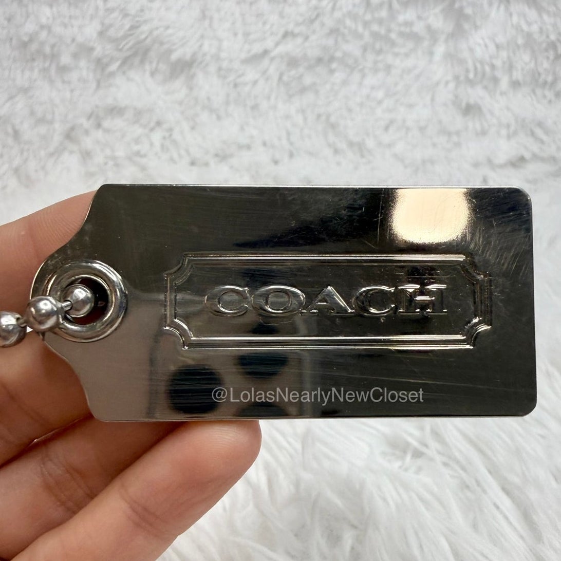 2.5" COACH Metal Silver Fob Bag Charm Hang tag Hangtag