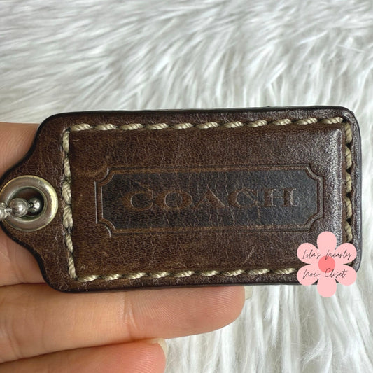 2" COACH Brown Fob Bag Charm Hang tag Hangtag