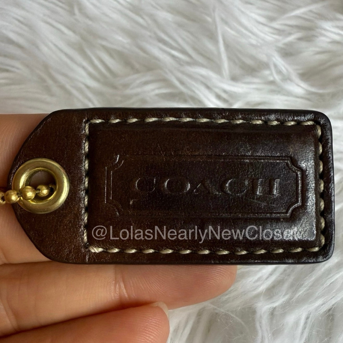 2" y2k COACH Brown Fob Bag Charm Hang tag Hangtag