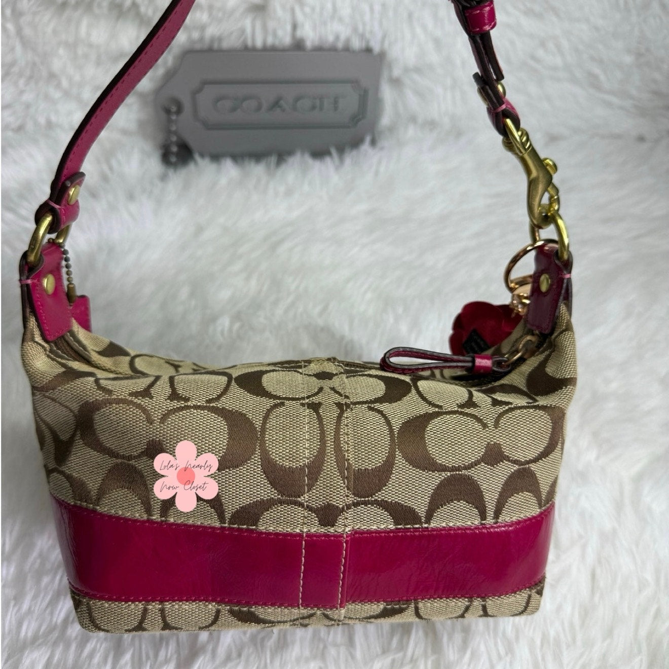 y2k COACH Legacy Stripe Signature Canvas  Mini Purse Shoulder Bag Wristlet