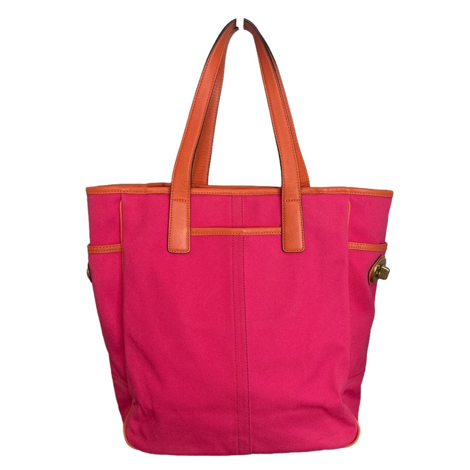 COACH Pink and Orange Bonnie Cashin Tribute Tote Bag with Kisslock Front Pocket