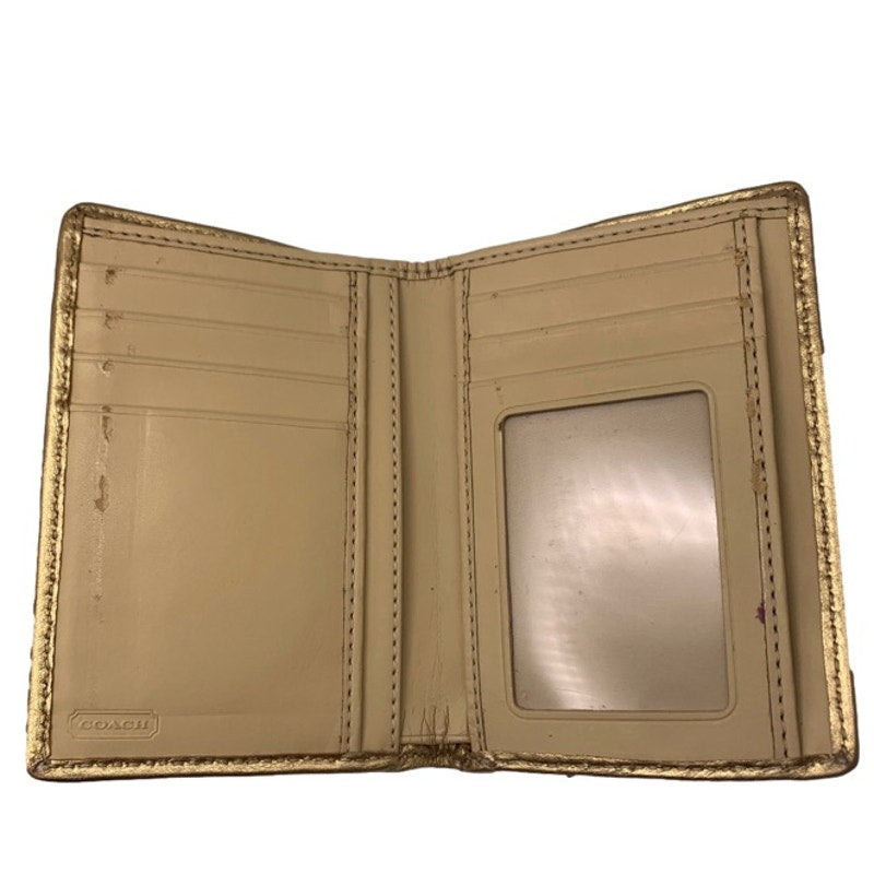 COACH Brown Gold Signature Canvas Wallet