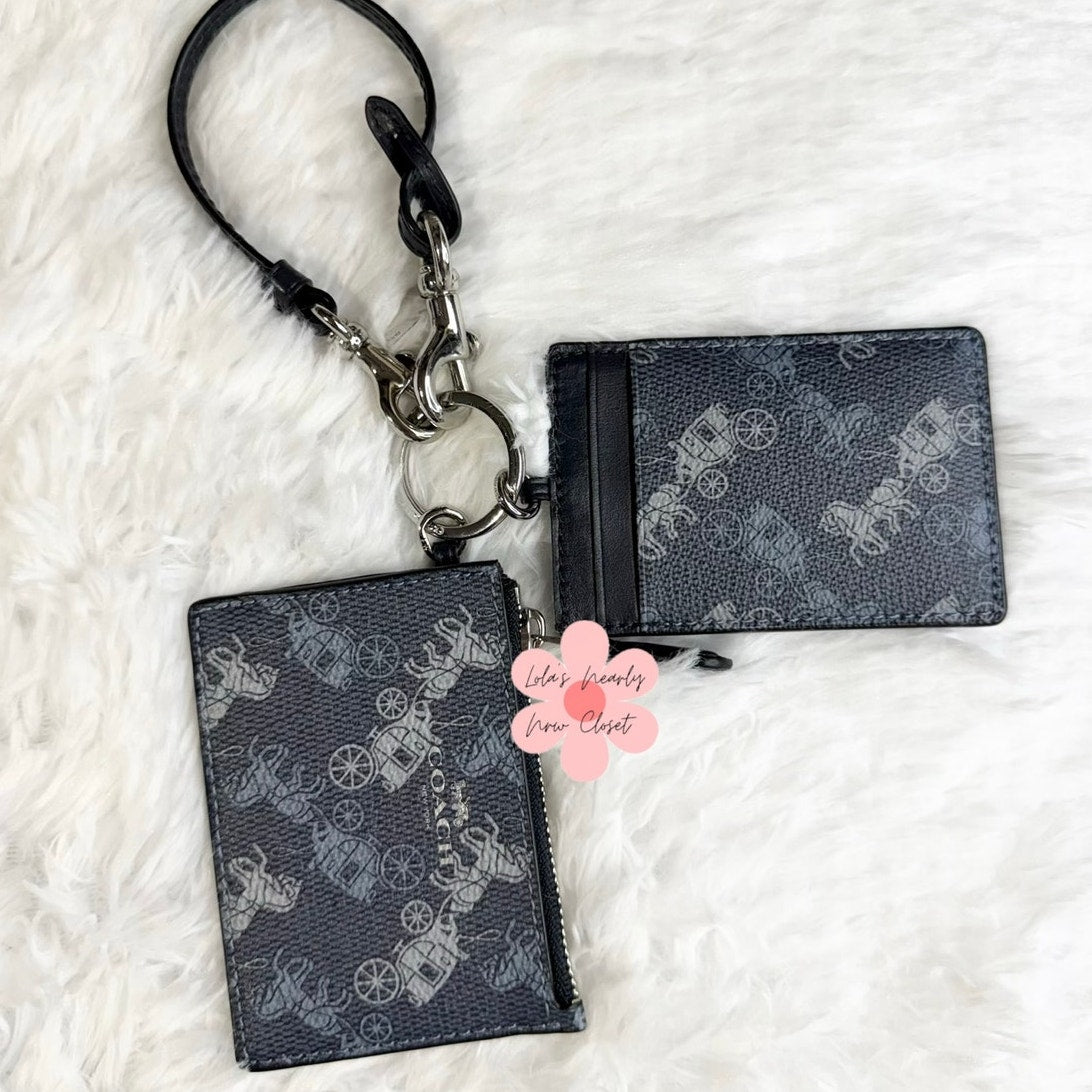 COACH ID Lanyard Card Holder Bundle Carriage Set