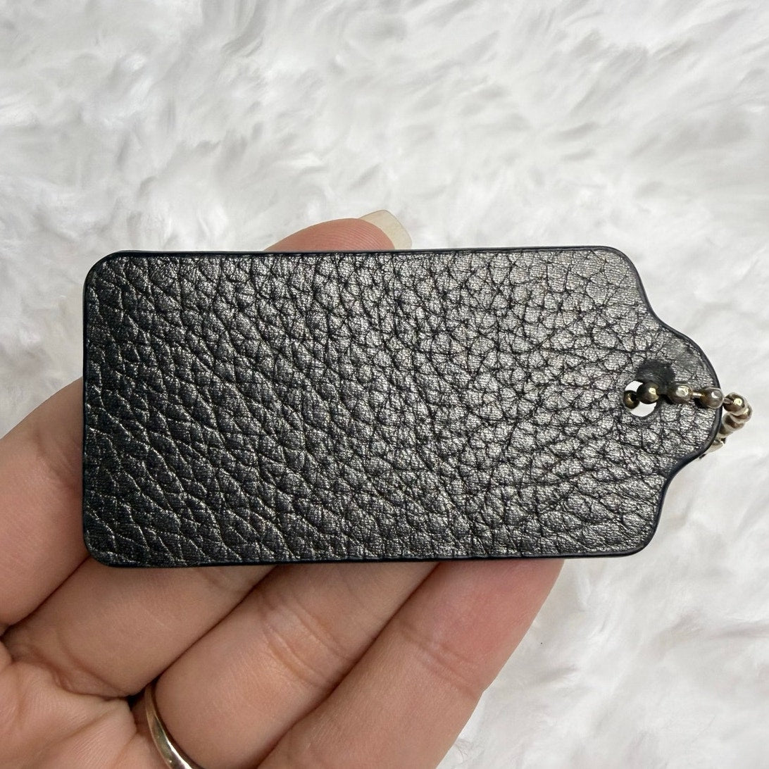 2” COACH METALLIC SILVER Fob Bag Charm Hang tag Hangtag