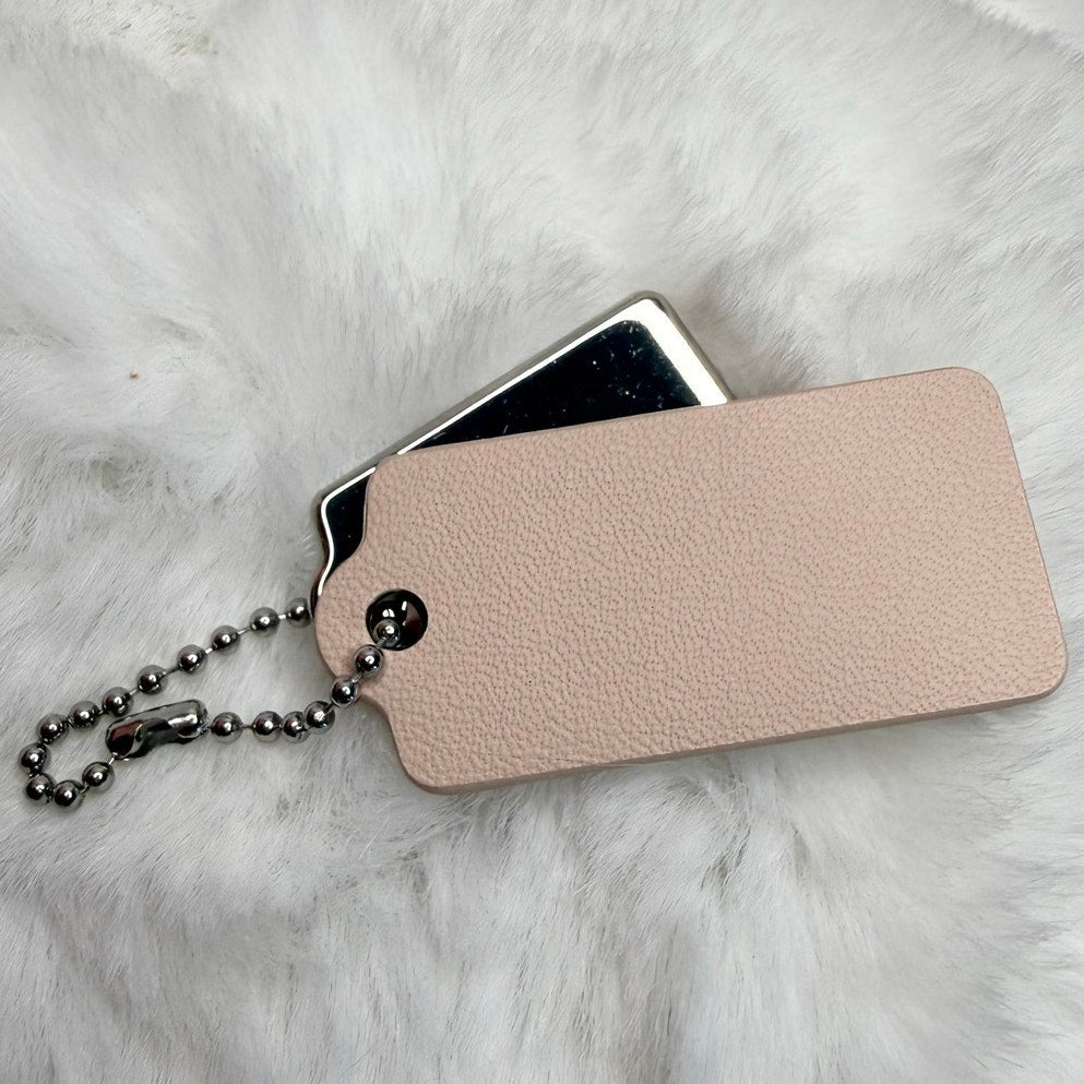 1.5" COACH Cream Silver Hang Tag Key Fob Bag Charm Set