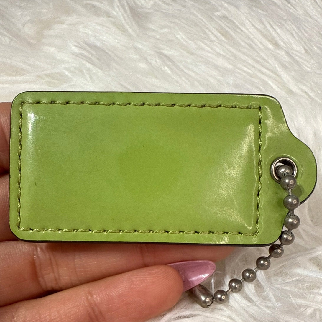 2" COACH Patent Leather Lime Green Fob Bag Charm Hang tag Hangtag