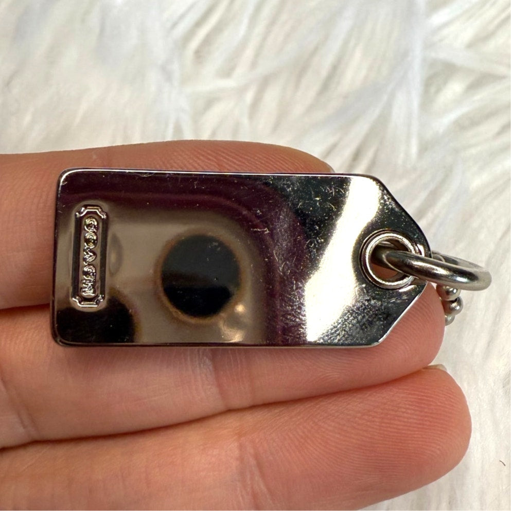 1” COACH Metal Silver Fob Bag Charm Hang tag Hangtag