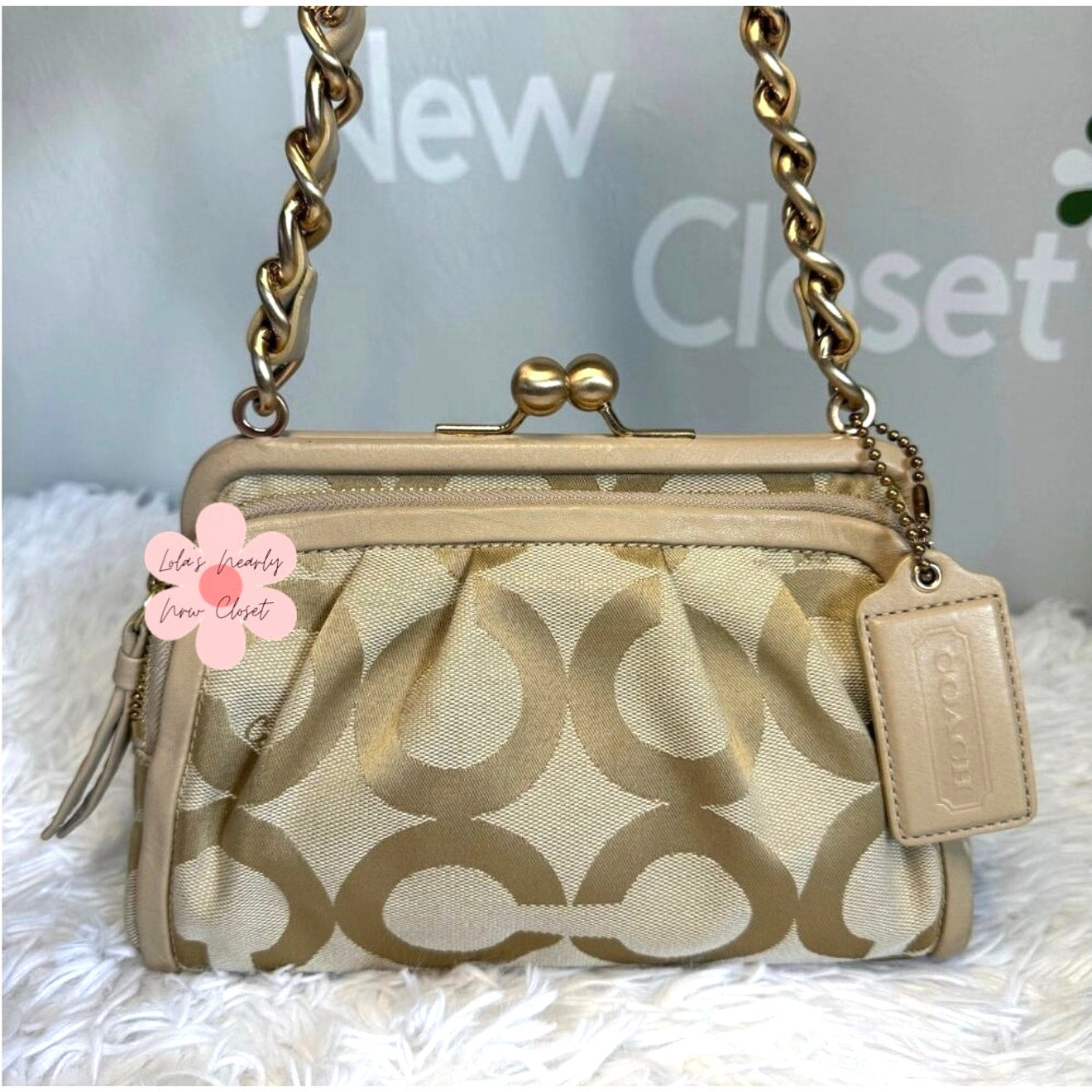 y2k COACH 2008 Parker Op Art Kisslock Shoulder Bag