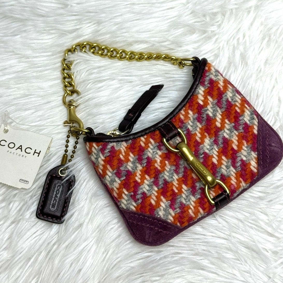 NWT Vintage COACH y2k Rare Hampton Houndstooth Coin Purse Bag Charm
