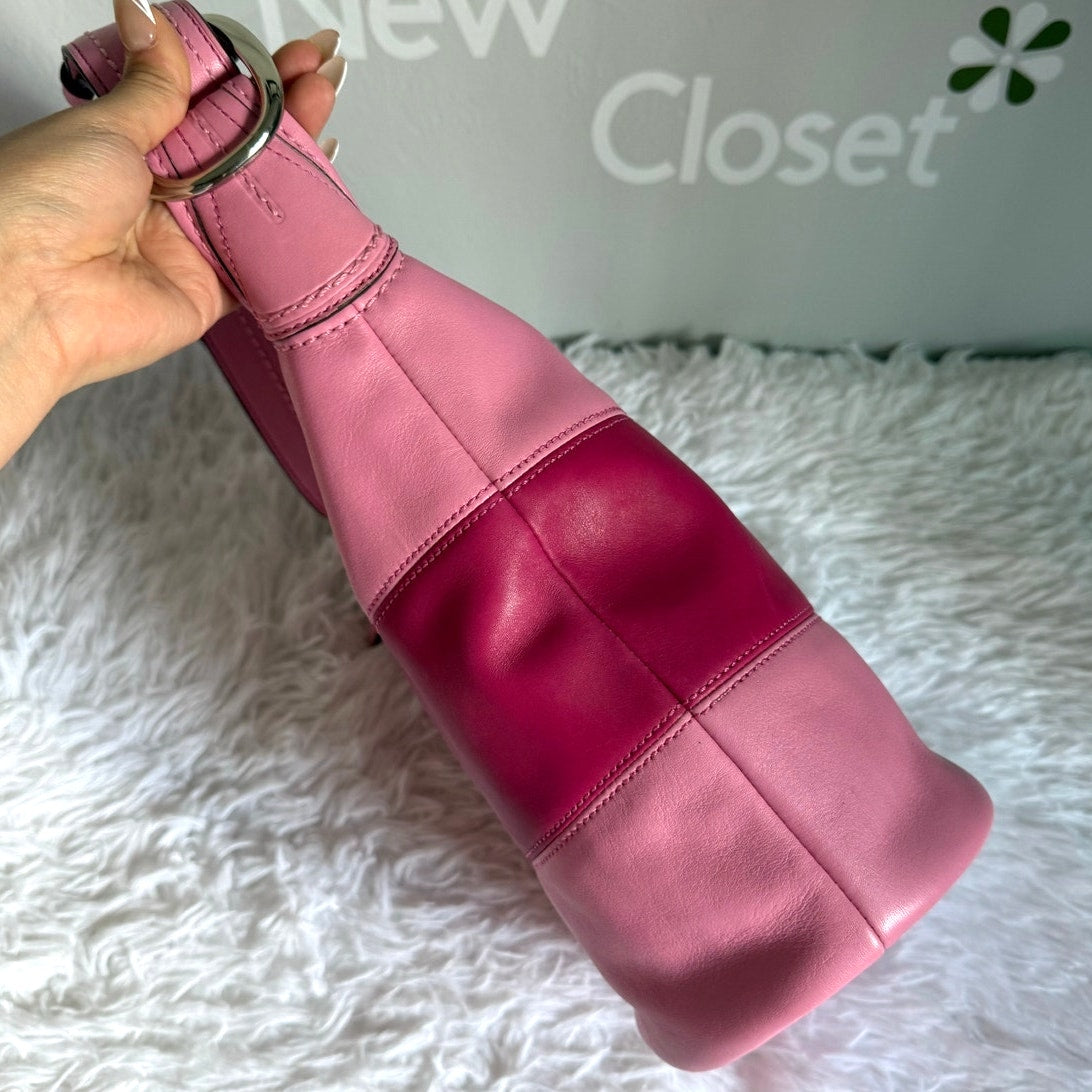 NWT COACH Rugby Stripe Pink Leather Duffle Crossbody Shoulder Bag F13357