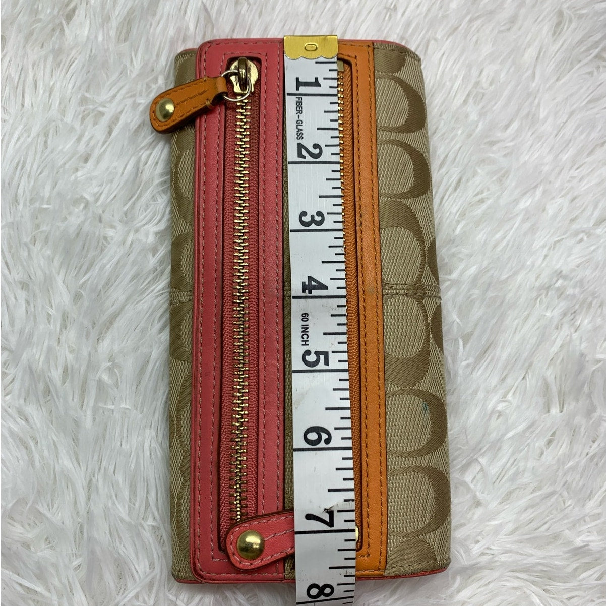 COACH  Signature Canvas Double Zipper Wallet