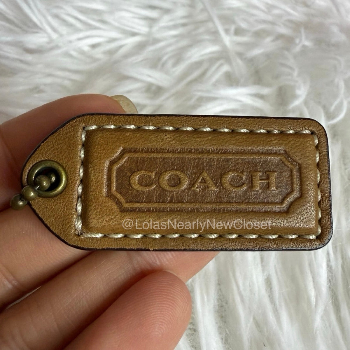 1.5" y2k COACH Brown Fob Bag Charm Hang tag Hangtag