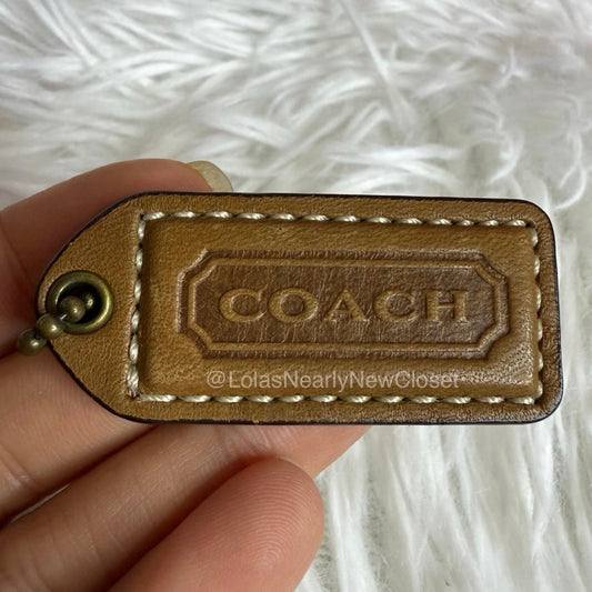 1.5" y2k COACH Brown Fob Bag Charm Hang tag Hangtag
