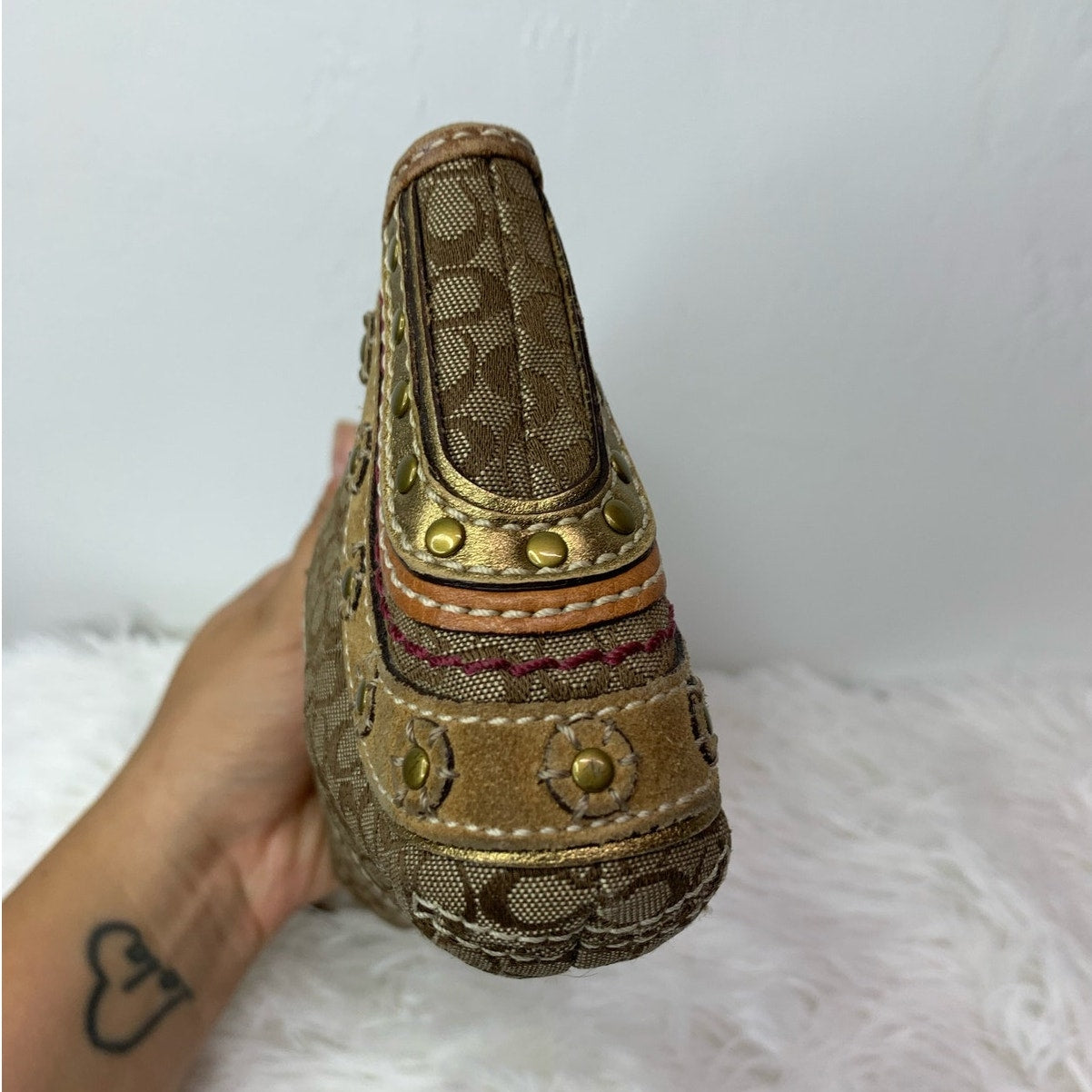 COACH Brown Signature Canvas Wristlet