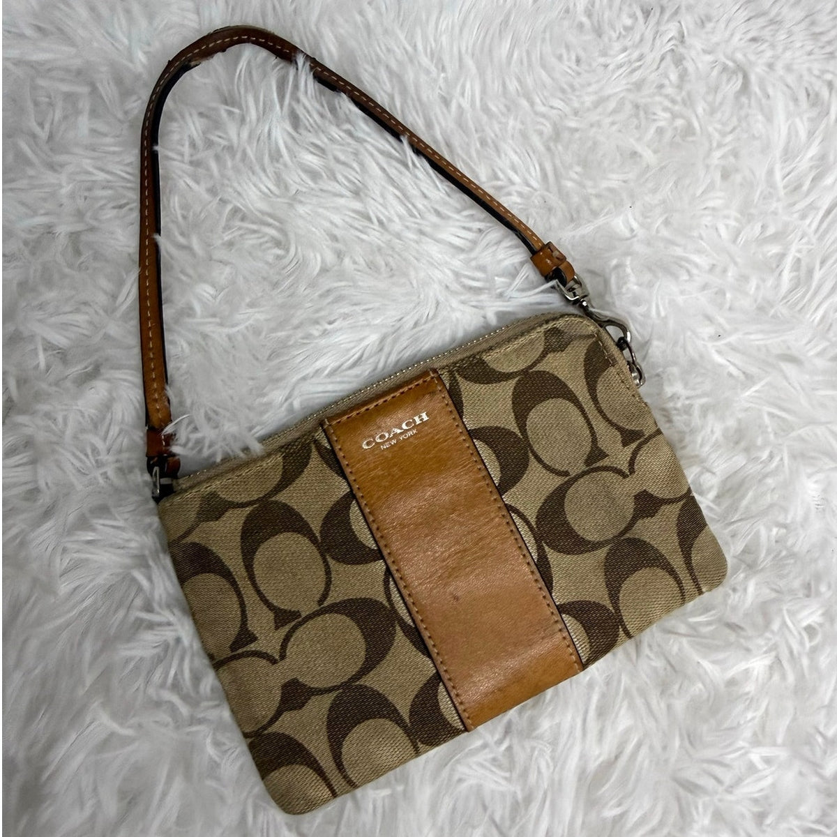 Coach Brown Tan Wristlet