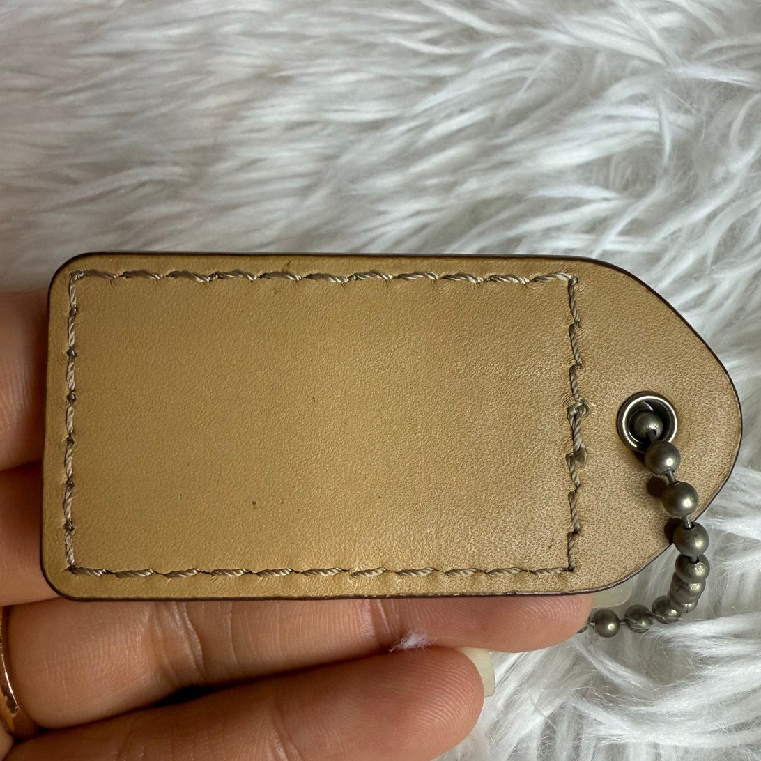 2.5" y2k COACH Tan White Fob Bag Charm Hang tag Hangtag