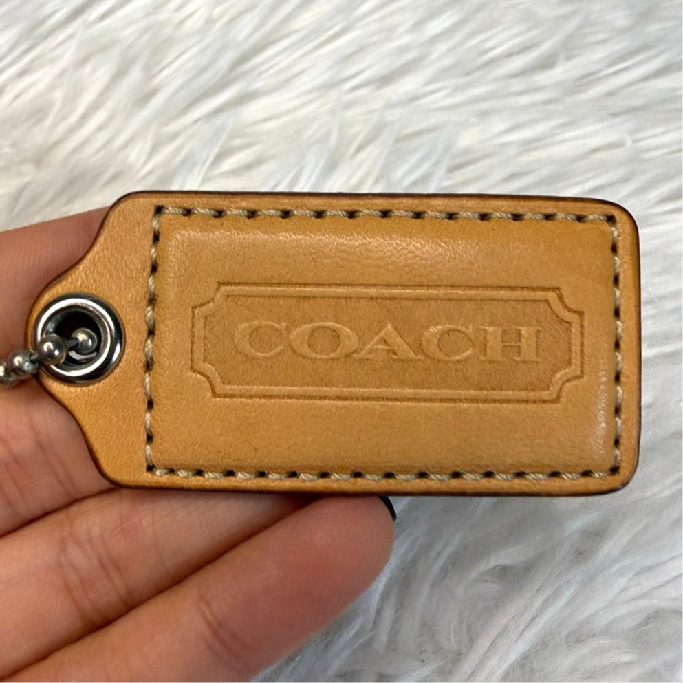2" COACH Tan Fob Bag Charm Hang tag Hangtag