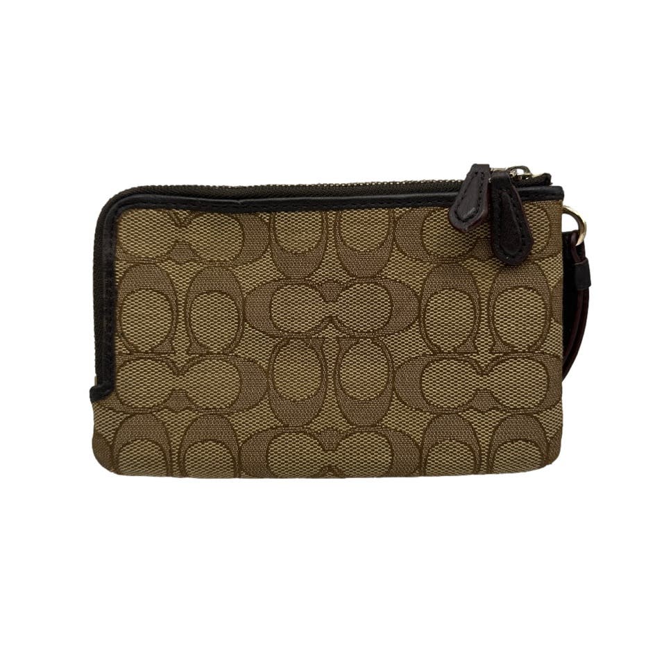 COACH Brown Signature Canvas Wristlet