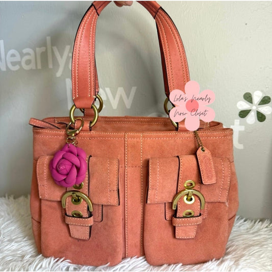 y2k COACH Vintage Soho Buckle Tan Suede Satchel Handbag