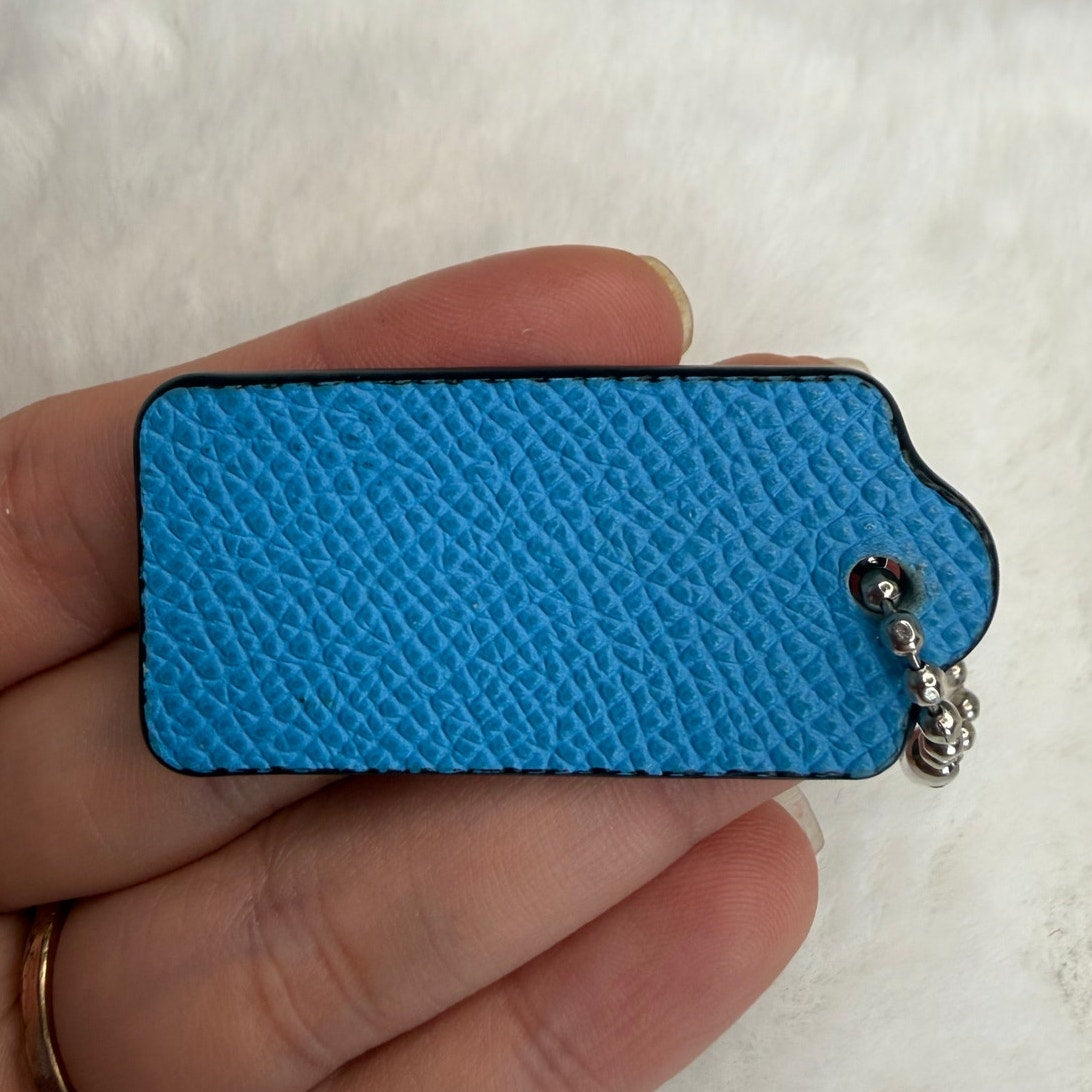 1.5" COACH Blue Fob Bag Charm Hang tag Hangtag