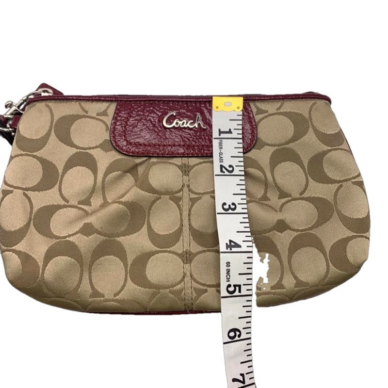 COACH Brown Burgundy Signature Wristlet w/ Card Slots