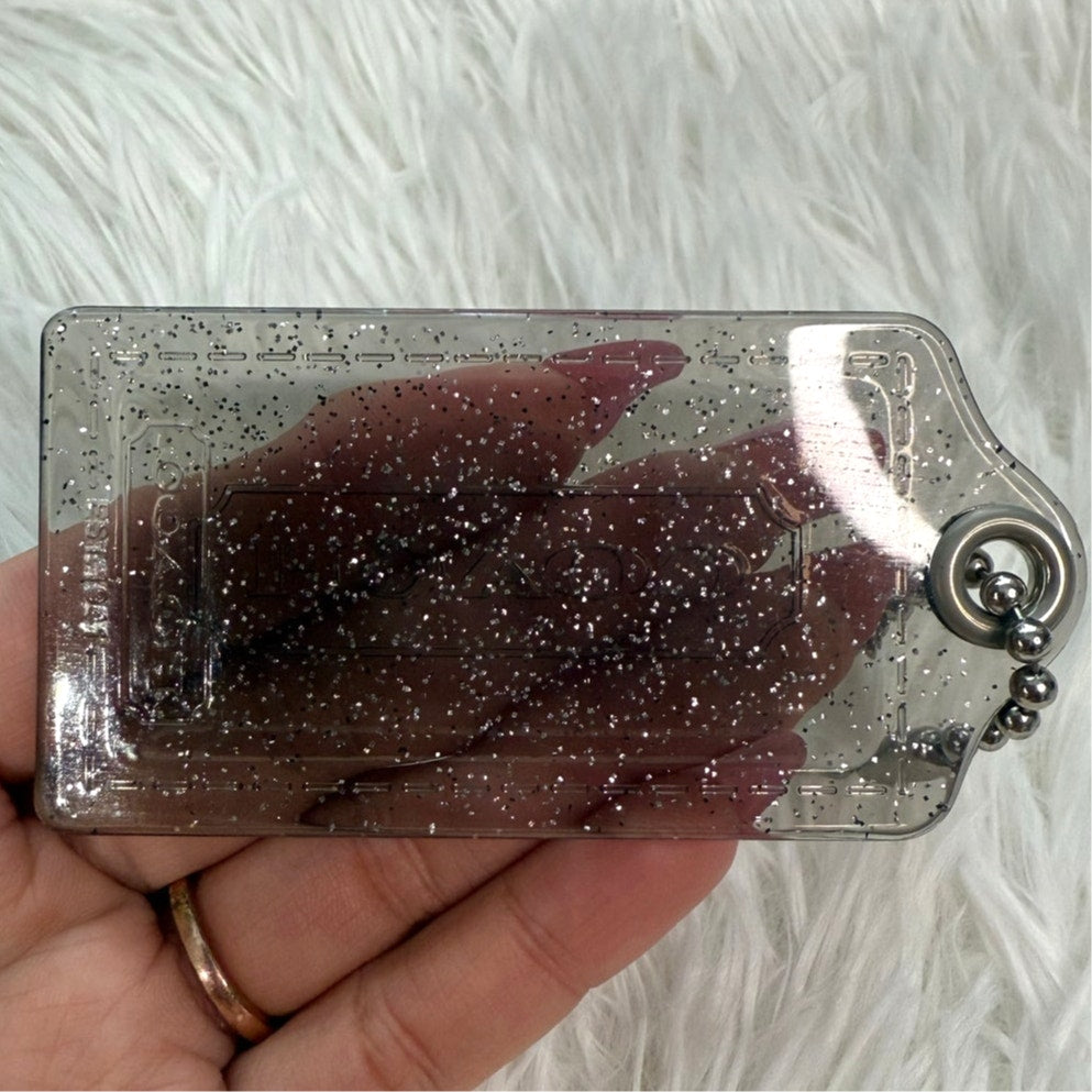 3” COACH Poppy Clear Gray Fob Bag Charm Hang tag Hangtag