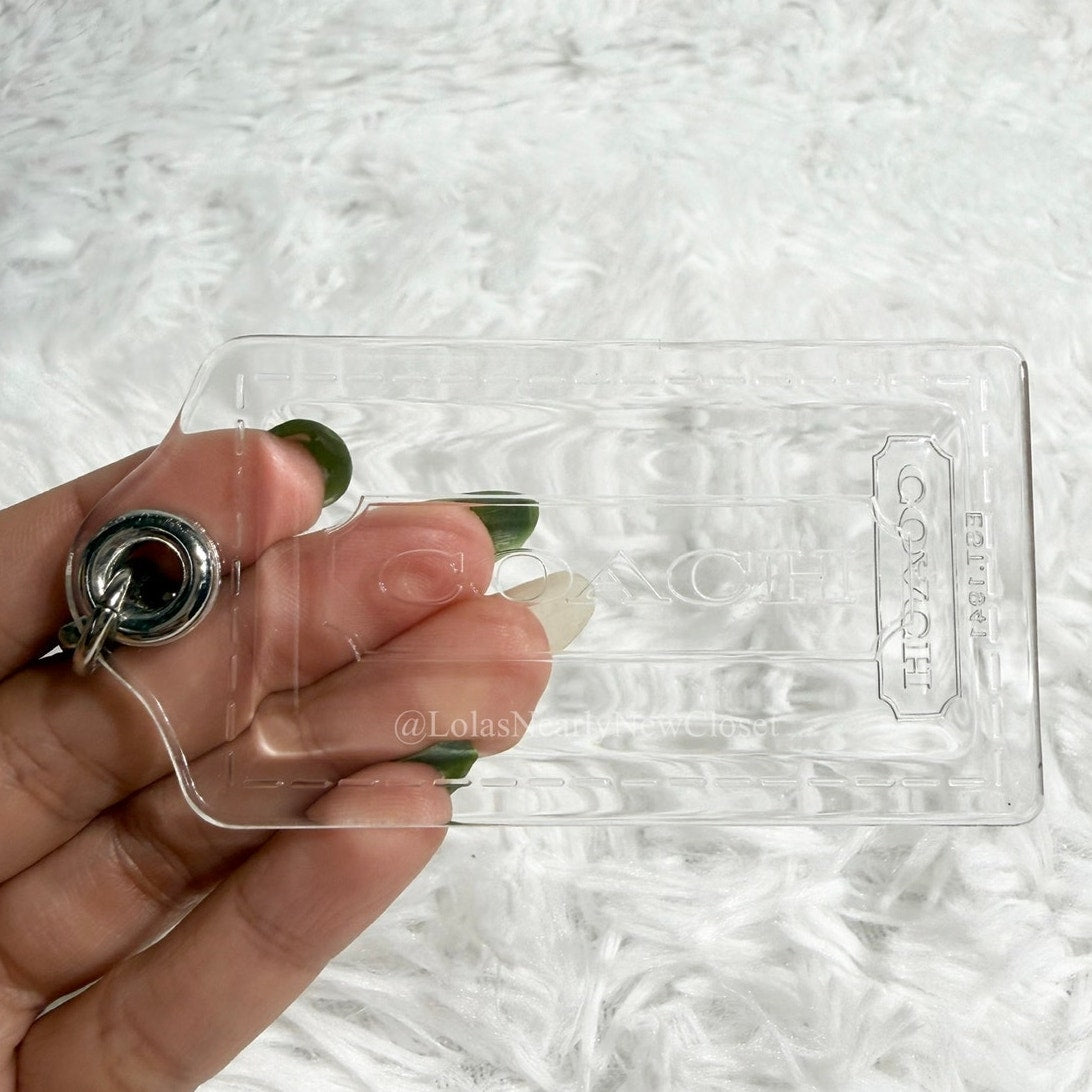 3" COACH Poppy Clear Fob Bag Charm Hang tag Hangtag