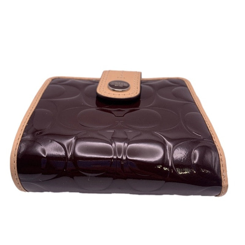COACH Patent Leather Brown Tan Signature Wallet