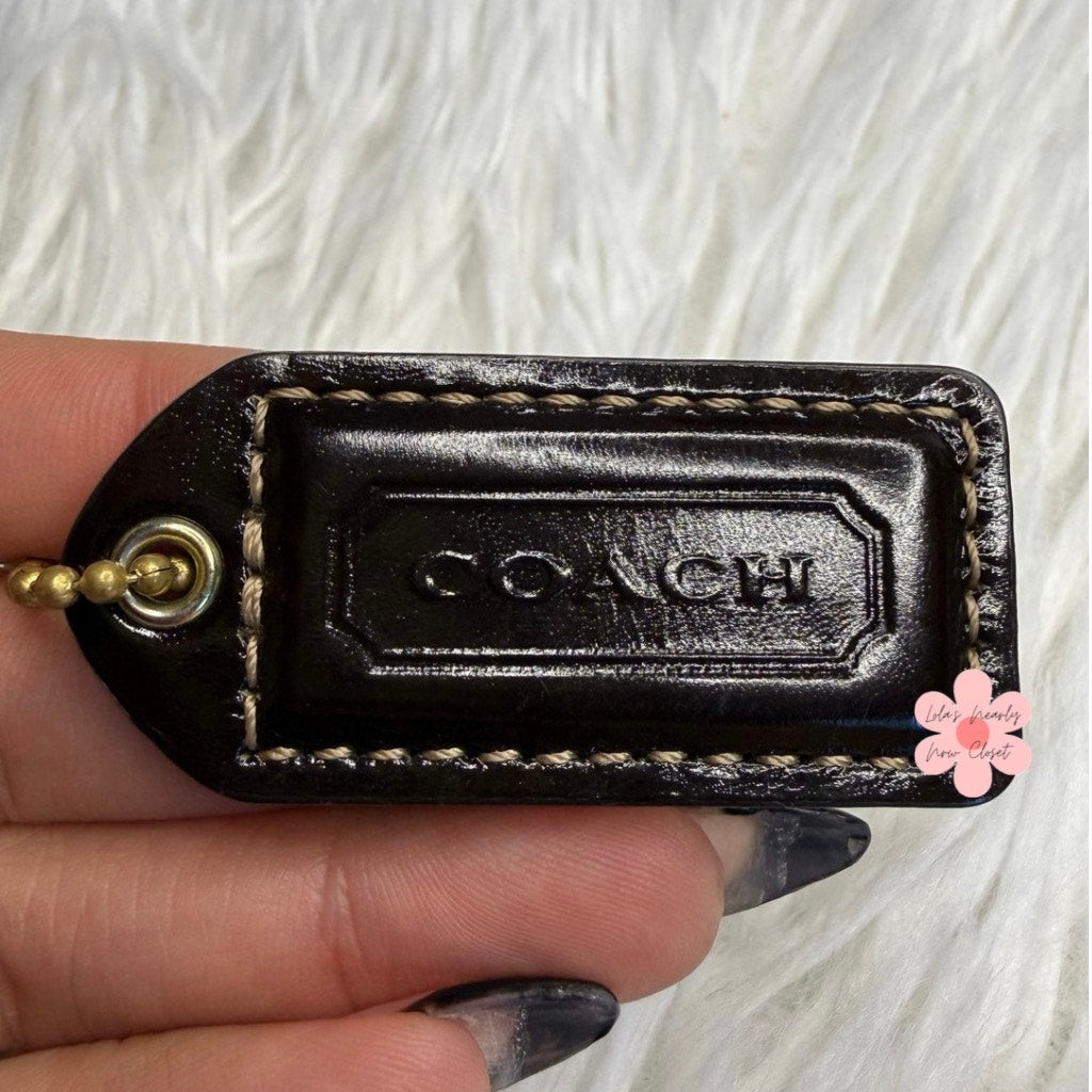 1.5" y2k COACH Vintage Brown Fob Bag Charm Hang tag Hangtag
