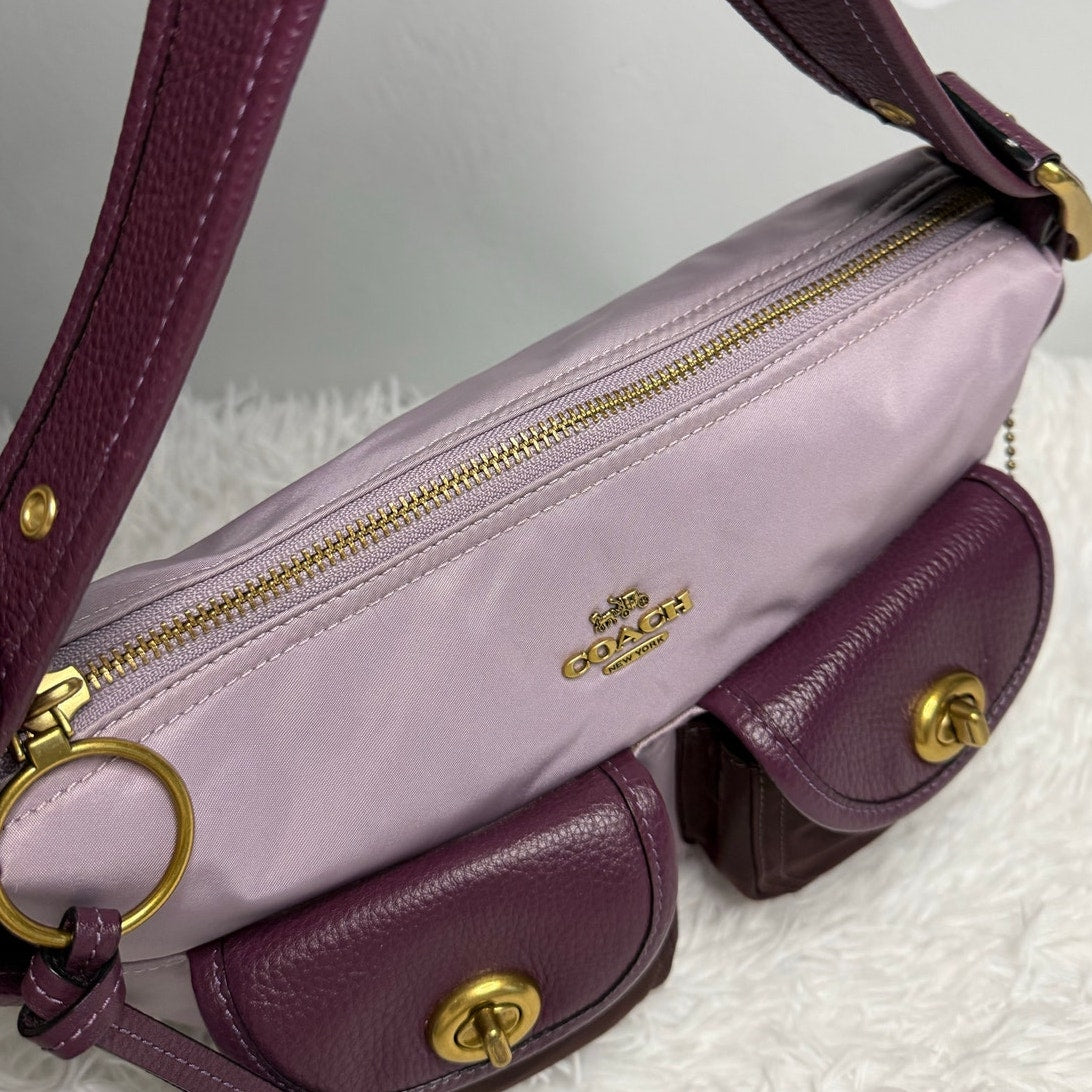 COACH Cargo Shoulder Bag Purple In Colorblock 91741