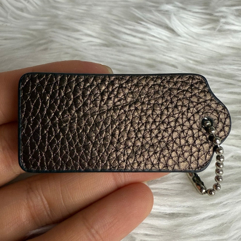 COACH Brown Metallic Fob Bag Charm Hang tag Hangtag