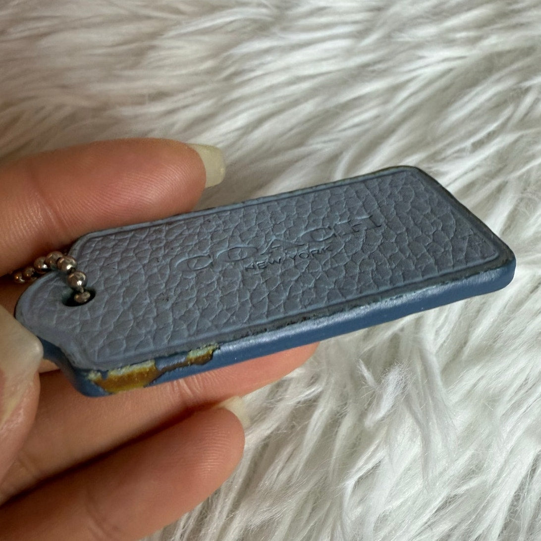2" COACH Blue Fob Bag Charm Hang tag Hangtag