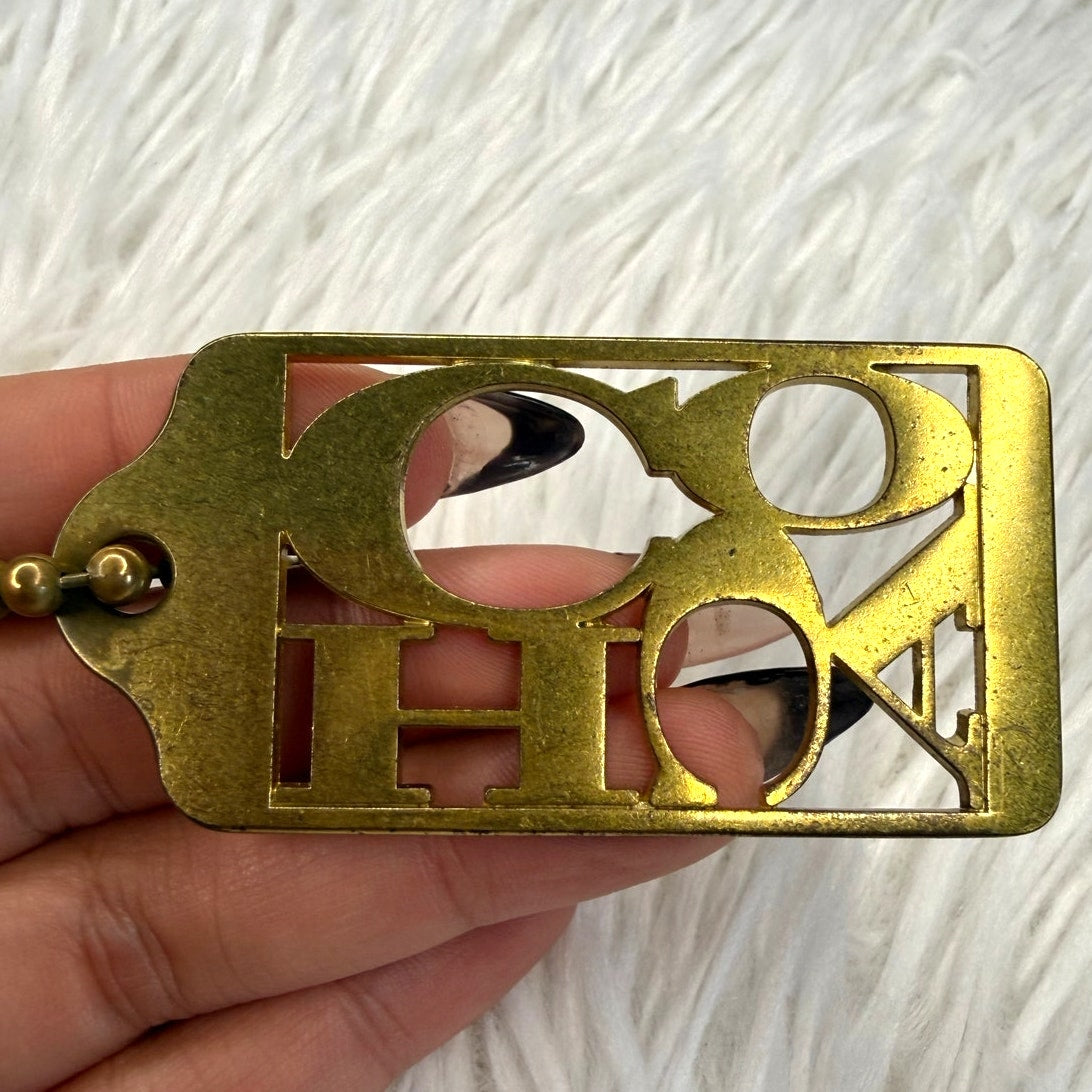 2" y2k COACH Vintage Script Fob Bag Charm Hang tag Hangtag