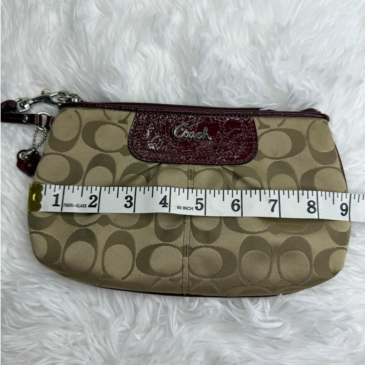 COACH y2k Brown Burgundy Signature Wristlet w/ Card Slots