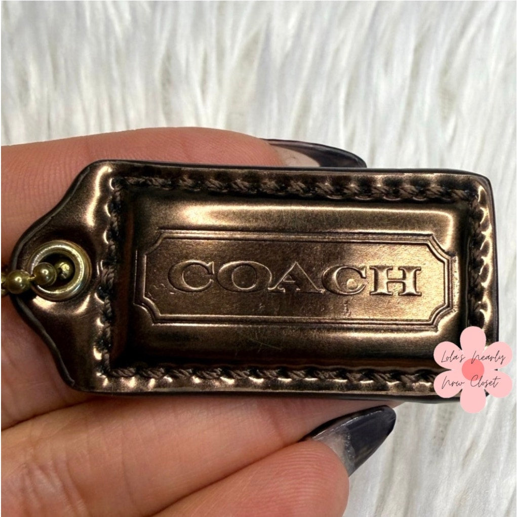 1.5” COACH Bronze Fob Bag Charm Hang tag Hangtag