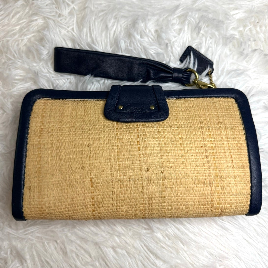 y2k COACH Parker Turnlock Straw Clutch Wallet