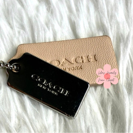 1.5" COACH Cream Silver Hang Tag Key Fob Bag Charm Set