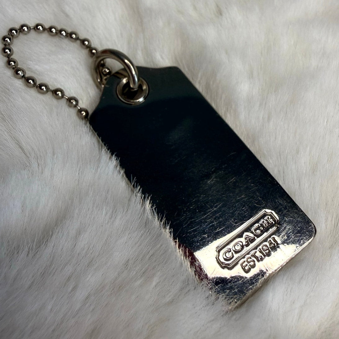 1.5" COACH Metal Silver Fob Bag Charm Hang tag Hangtag