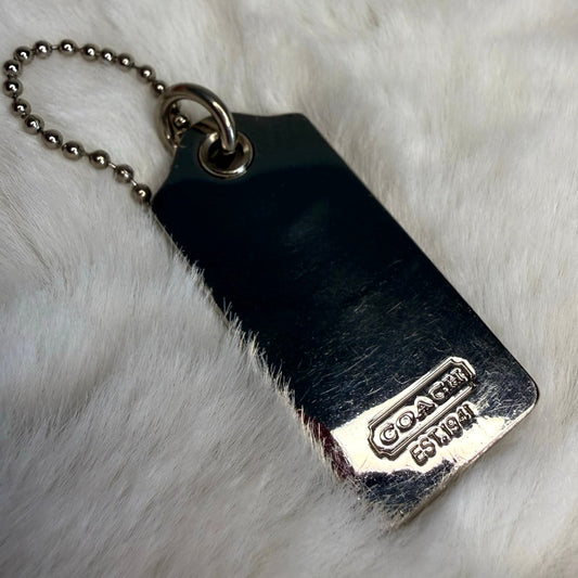 1.5" COACH Metal Silver Fob Bag Charm Hang tag Hangtag