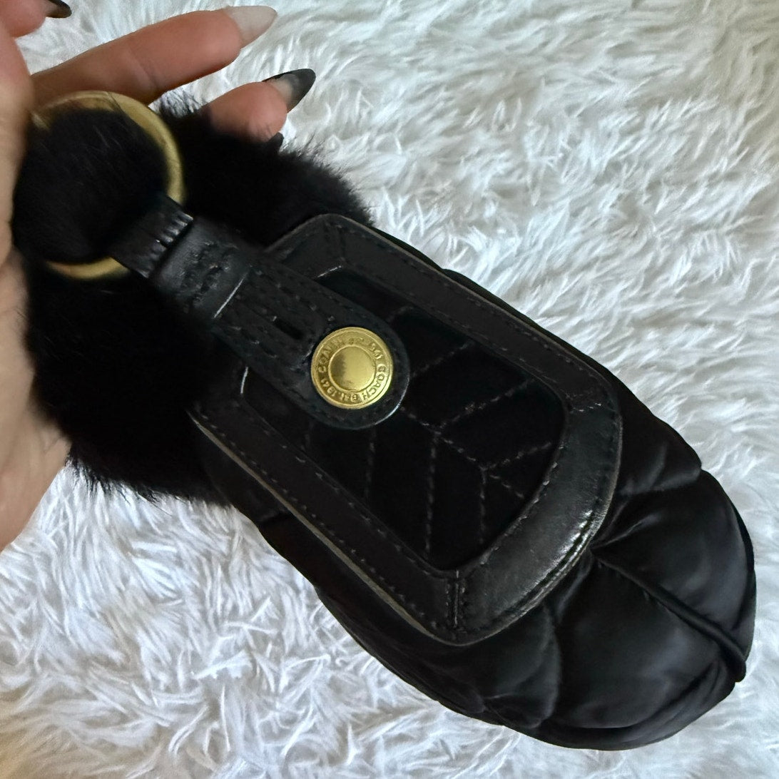 Vintage COACH y2k 3586 Limited EDITION Quilted Rabbit Fur Satin Shoulder Bag